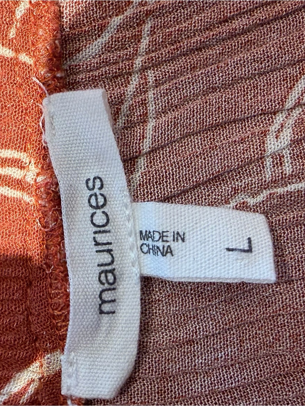 Maurices Rust and Cream Printed Knit Top - Picture 4 of 8